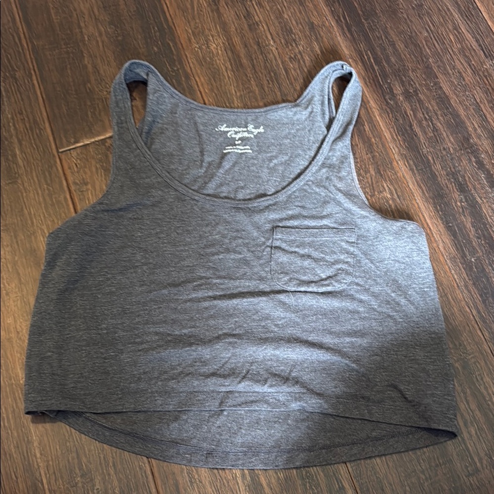 Gray American Eagle Women's crop Tank Top